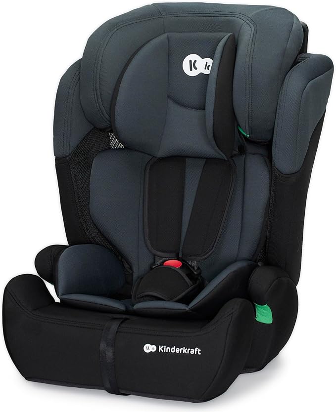 Kinderkraft COMFORT UP Fotelik samochodowy i-Size, Regulowany zagłówek, Poddany testom zderzeniowym, Systemy bezpieczeństwa, Wkładka dla najmłodszych, Norma R129, Grupa ECE I/II/III 9-36 kg, Czarny