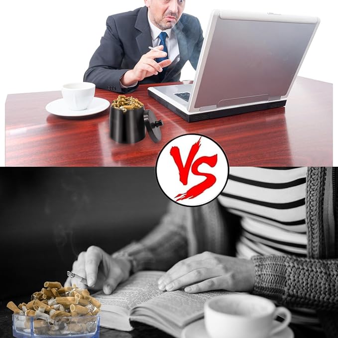 Panngu Czarna popielniczka z pokrywką - obrazek 6