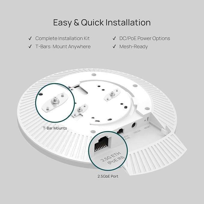 TP‑Link Omada EAP770-7-pasmowy punkt dostępowy WiFi Tri-Band dachowy, do 11 Gb/s, port 2,5 GbE, PoE, Mesh, Continuous Roaming - obrazek 6