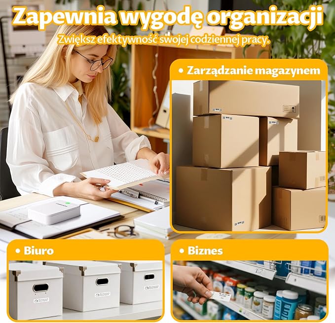 Drukarka Etykiet Bluetooth Samoprzylepne Urządzenie Etykietowania | Akumulatorowa, Z Etykietą, Systemów iOS i Android, Termotransferowa do Domu, Kuchni, Szkoły, Biura, Biała - obrazek 4