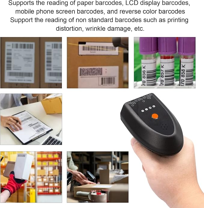 Skaner Kodów Kreskowych, Ręczny Bezprzewodowy Bezprzewodowy Czytnik Kodów Kreskowych 2D Barcode AI Intelligent Voice Broadcast Scanner z Odbiornikiem dla Supermarketu - obrazek 2