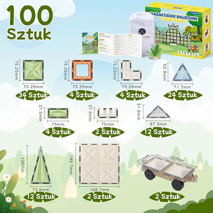 100 Klocków Magnetycznych zestaw magnetycznych klocków budowlanych - obrazek 7