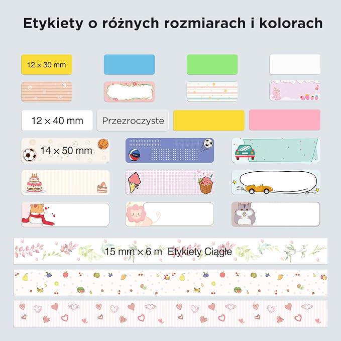 SUPVAN Seria E Taśma Do Etykiet, 15mm × 6m, 2 Rolki, Czarny Na Biały | Kompatybilne z E10/E11/E12/E16, Wodoodporne, Olejoodporne, Trwałe, Mocna Przyczepność, Bez Pozostałości Kleju, Do Szkoły - obrazek 5