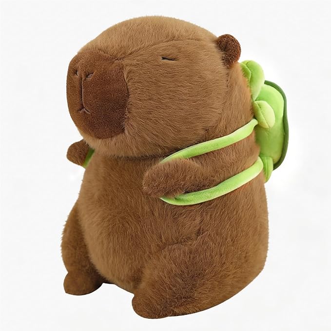 Capybara Pluszowa zabawka, 23 cm Symulacja Capibara z plecakiem żółwia, realistyczne pluszowe nimale Capibara