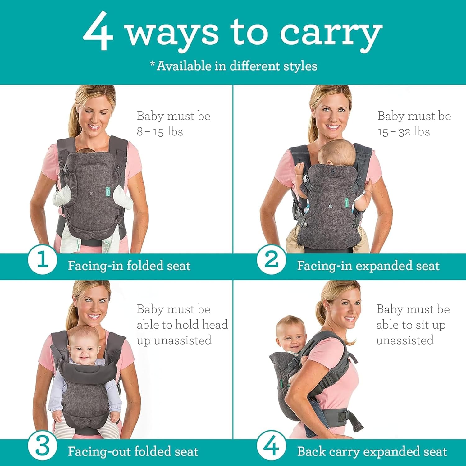 Infantino Flip Advanced 4-in-1 Carrier with Bib - obrazek 4