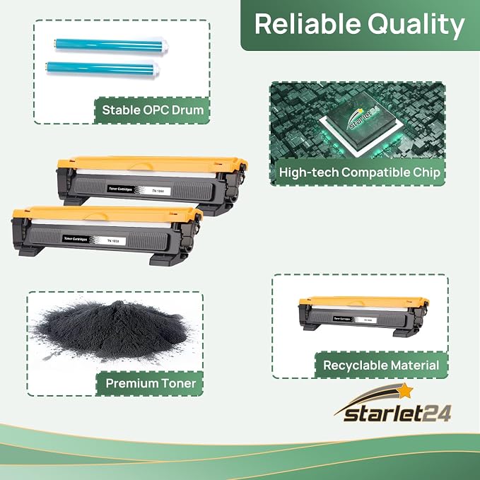 2x toner + bęben kompatybilny z Brother TN1050 DCP-1510 1512 1512A 1601 1610W 1612W 1616NW HL-1110 1110R 112 1201 1210W 1211W 12W 12W MFC-1810 1815 1910W 1911NW - obrazek 5