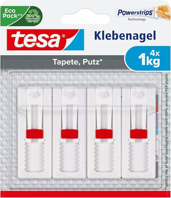 Tesa Powerstrips Gwóźdż Samoprzylepny, Biały, 4 Sztuki