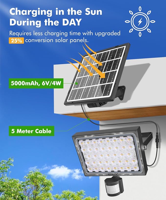 CLY Lampa Słoneczna Zewnętrzny Czujnik Ruchu 30W 2600lm Zewnętrzna - obrazek 2