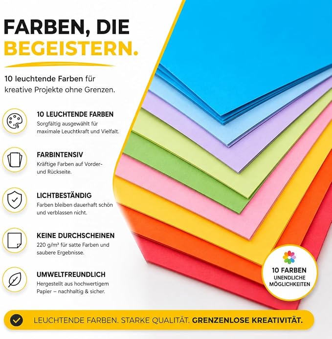 DIYtastic 50 x Papier Kolorowy A4 220 - obrazek 7