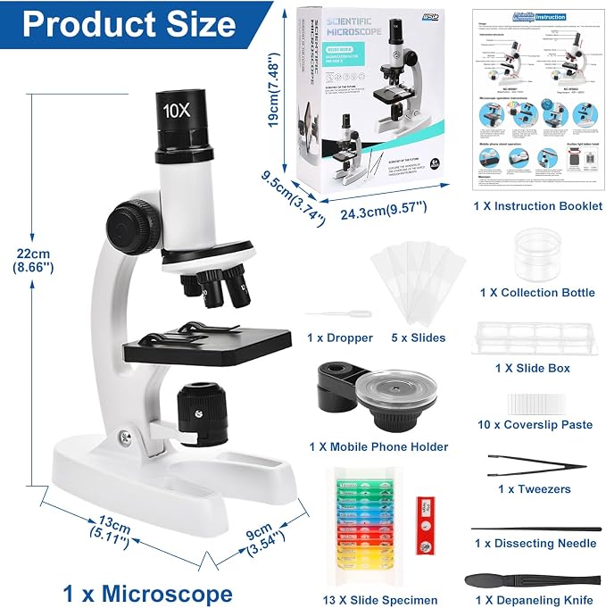 Mikroskop dziecięcy 300X-1200X profesjonalny ze szkiełkami - obrazek 2