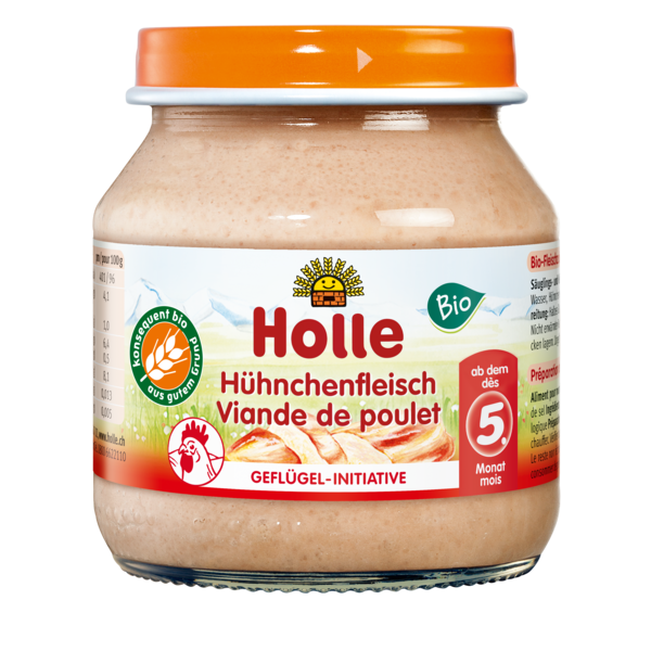 KURCZAK BEZ DODATKU CUKRÓW BEZGLUTENOWY OD 5 MIESIĄCA BIO 125 g (SŁOIK) - HOLLE
