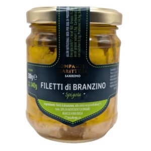 FILETY Z OKONIA MORSKIEGO W BIO OLIWIE Z OLIWEK EXTRA VIRGIN 200 g (SŁOIK) - COMPAGNIA MEDITERRANEA