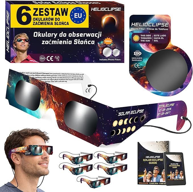 Helioclipse 6 12 25 50 100 szt. Okulary do oglądania zaćmienia
