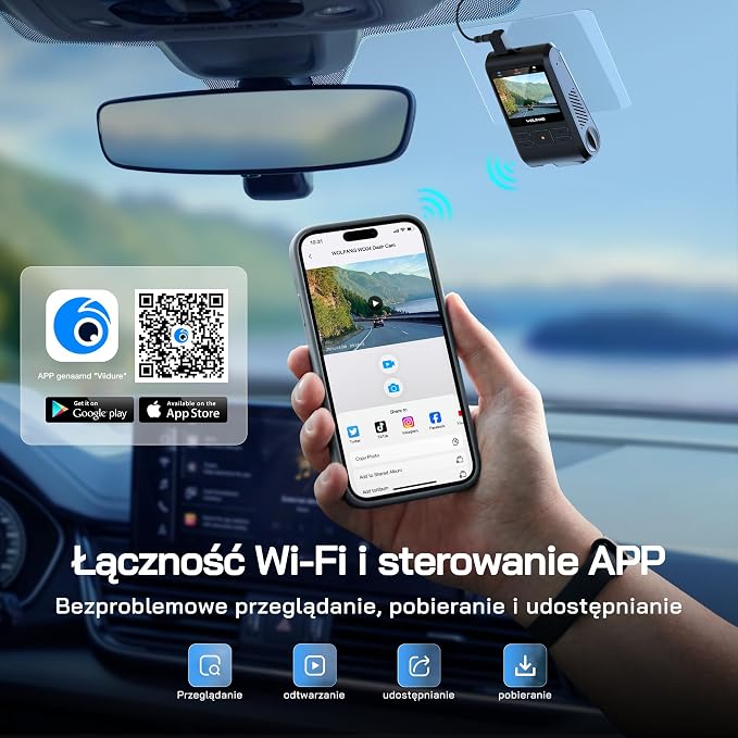 Kamera samochodowa WOLFANG 2.5K kamera samochodowa Wi-Fi - obrazek 4