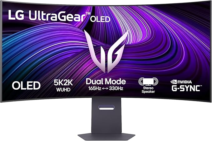 LG Ultragear™ 45GX950A-B 45" Gaming PC Display - Panel OLED o rozdzielczości 5K2K WUHD (5120 x 2160), 0,03ms 165Hz, DisplayHDR™400 True Black, DCI-P3 98.5% (CIE1976), FreeSync Premium Pro, G-Sync