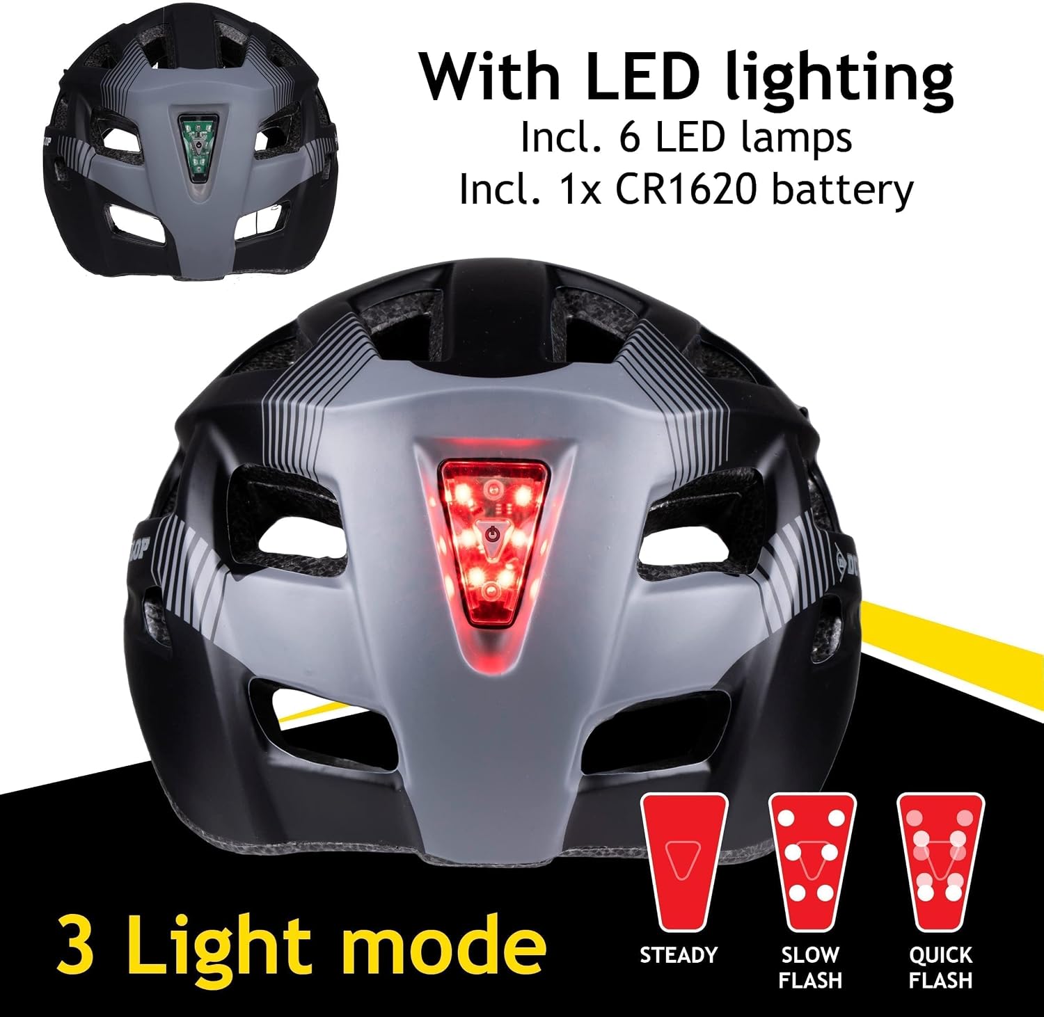 Dunlop Kask rowerowy ze światłem - obrazek 4