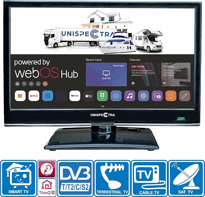 Unispectra ® 16” Smart TV Full HD 230V 12V 24V potrójny tuner - obrazek 4
