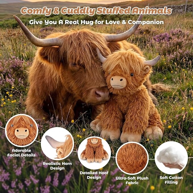 61 cm i 2 kg Highland Cow Ważone Pluszowe Zwierzę - obrazek 5
