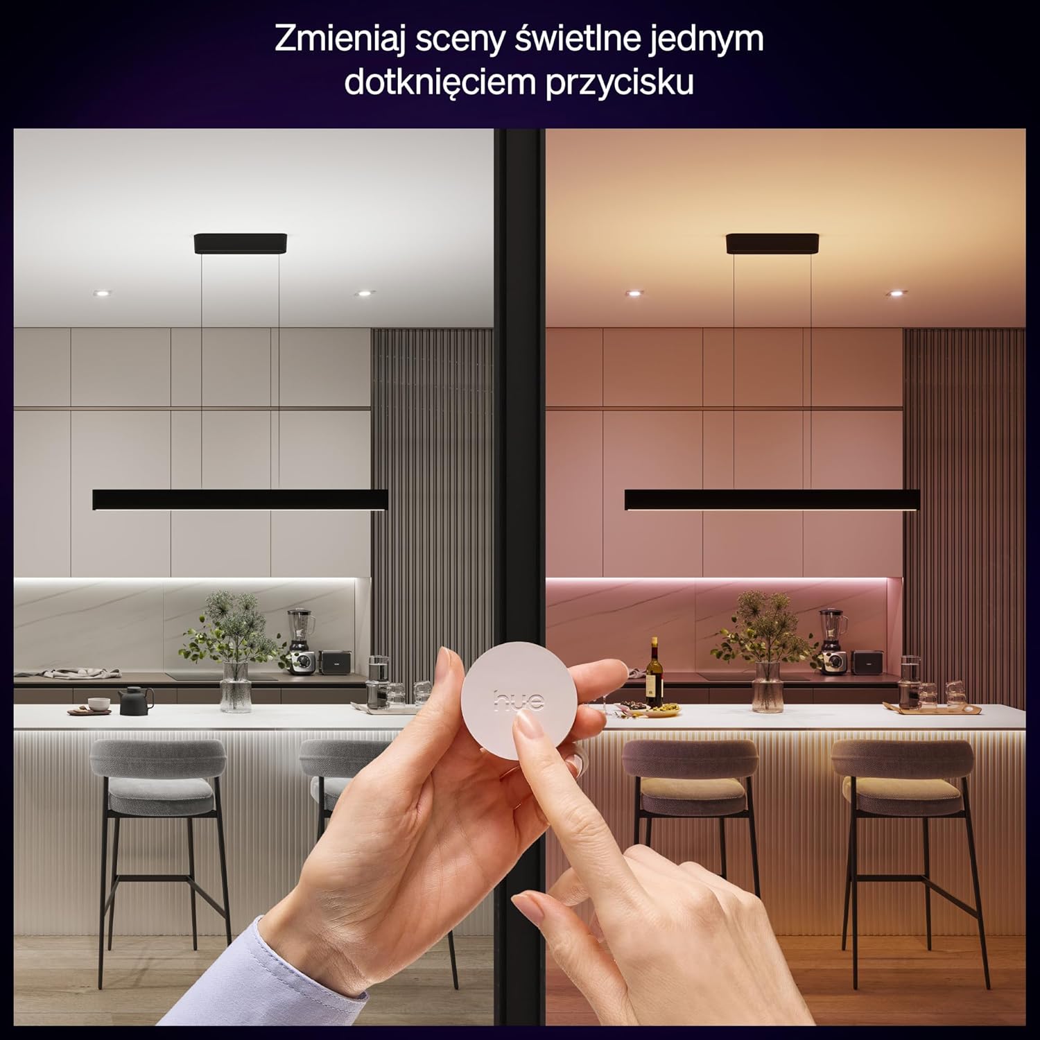 Philips Hue Inteligentny Przycisk Akcesorium inteligentnego oświetlenia. Bezprzewodowe sterowanie oświetleniem domowym, salon, sypialnia, nowa generacja - obrazek 4