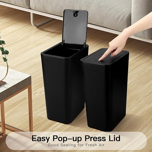 JOTOM Zestaw 3 mini koszy na śmieci do łazienki z pokrywką pop-up - obrazek 6