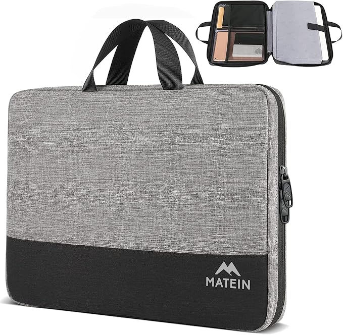 MATEIN Etui na laptopa, wodoszczelna torba na laptopa | etui ochronne z uchwytem, etui na laptopa, 17,3 cala, Szary