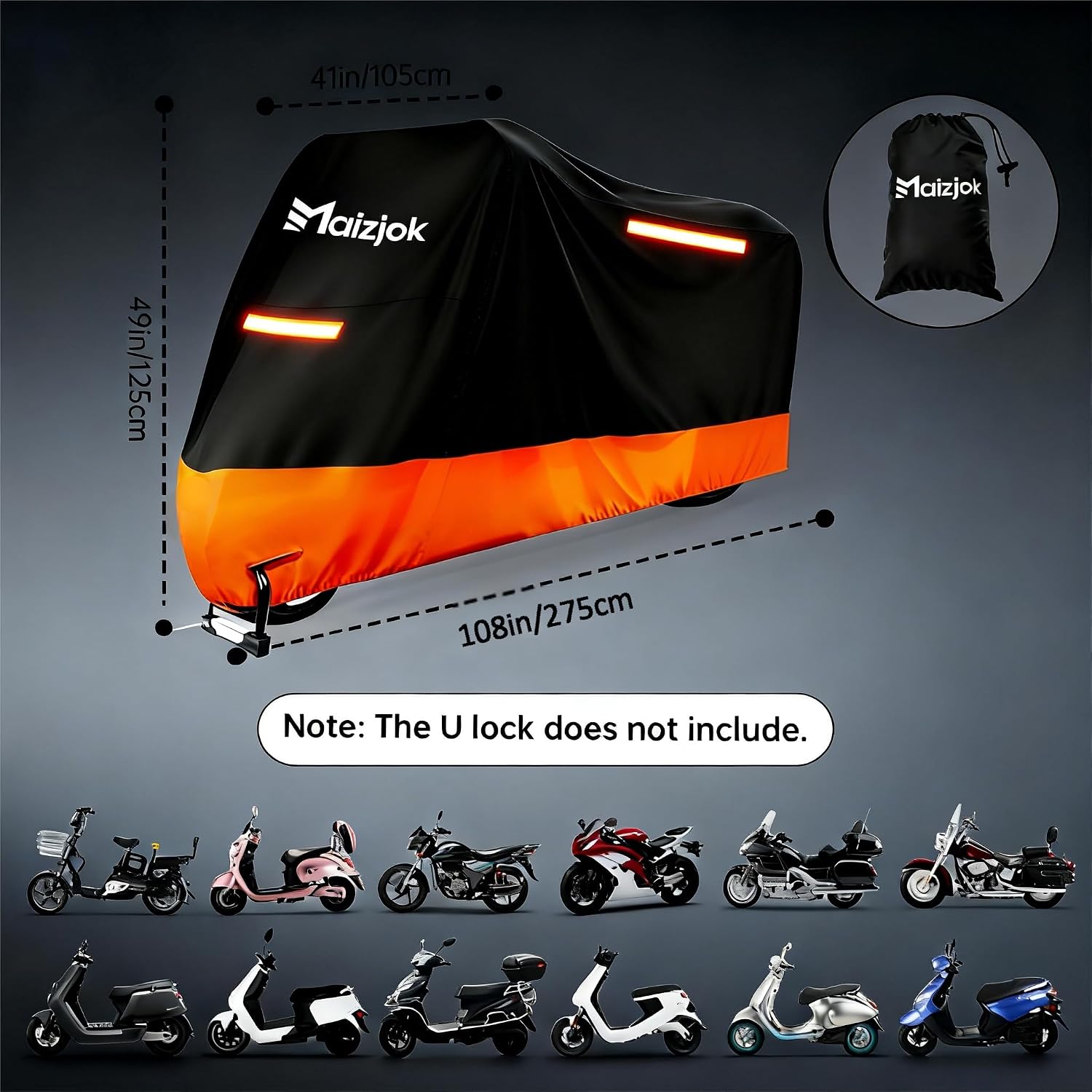 Maizjok Wodoodporny pokrowiec na motocykl - obrazek 6