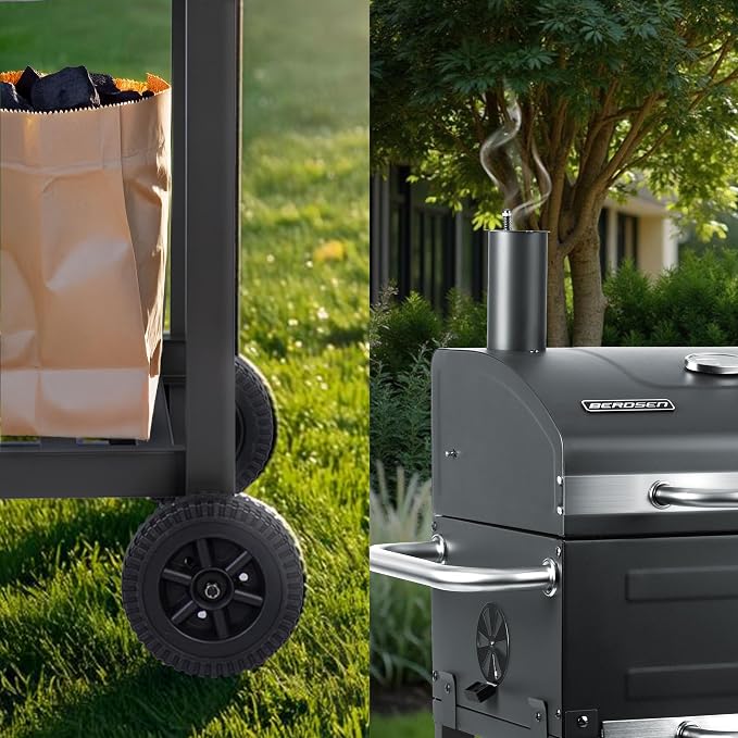 Berdsen Grill Węglowy Ogrodowy BBQChef z Kominem i Żeliwnym Rusztem - obrazek 5