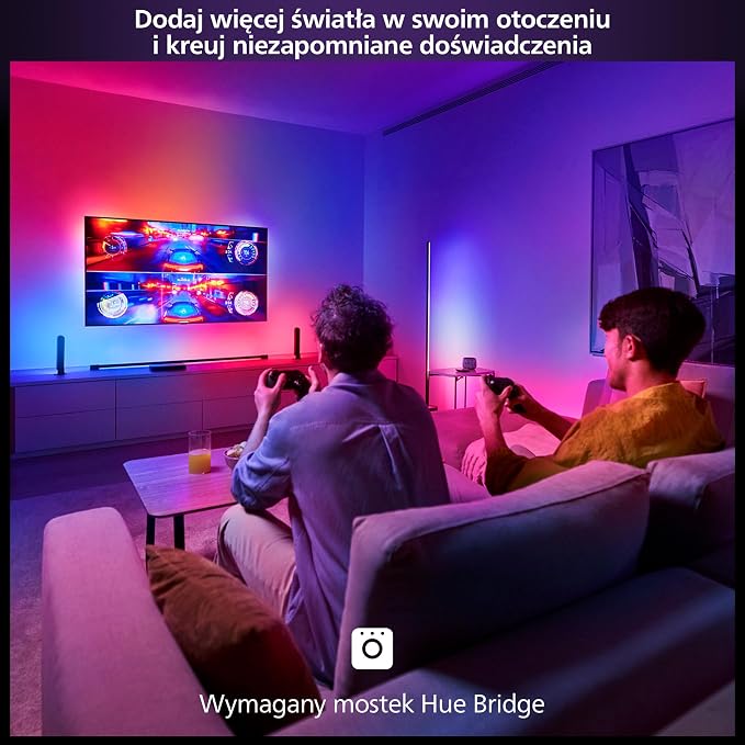 Philips Hue Play HDMI Sync Box 8K, Bezprzewodowy Synchronizator Dolby Vision - Możliwość Synchronizacji 10 Świateł Hue z Grami Wideo, Filmami i Muzyką - Wymagany mostek Hue - Sterowanie Aplikacją - obrazek 2