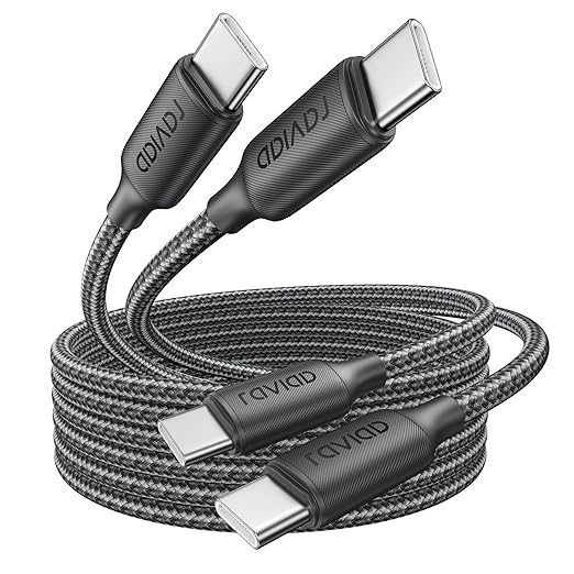 RAVIAD Kabel USB C do USB C [2M/2 sztuki w opakowaniu] 100W PD3.0 5A Kabel USBC Szybkie ładowanie QC3.0 Ładowarka USB typu C do iPhone 16/15 Plus Pro Max Galaxy S24 S23 MacBook Pro Pad Pro Tablet