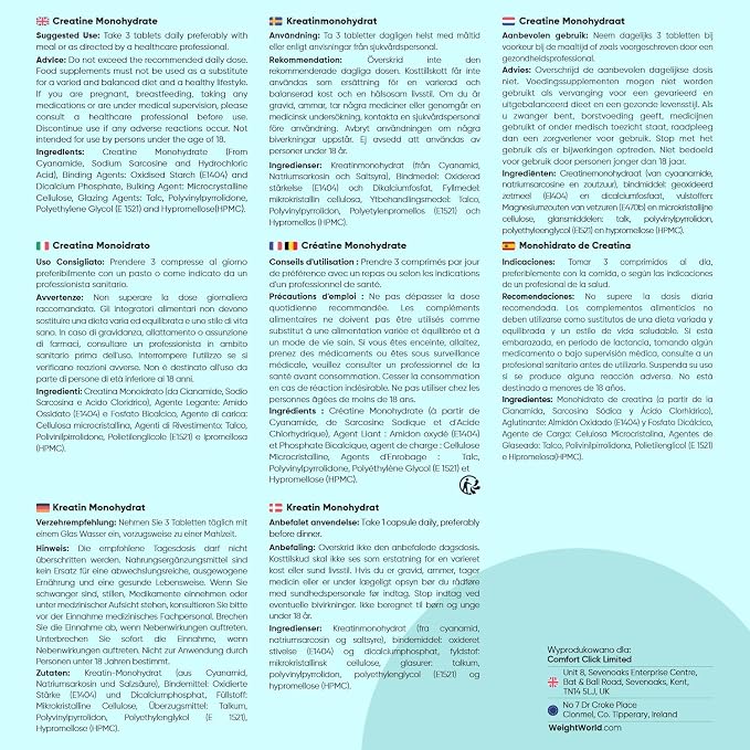 Monohydrat kreatyny 3000 mg 270 wegańskich tabletek kreatyny - obrazek 5