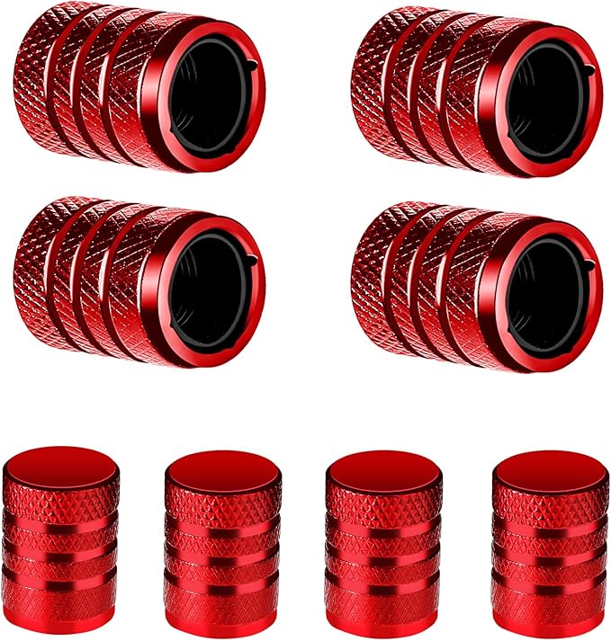 8 aluminiowych nakładek na wentyle samochodowe
