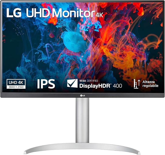 LG 27UP650K monitor 27" Ultra HD 4K (3840x2160), IPS, HDR 400, DCI-P3 95%, AMD FreeSync, 60Hz, 5ms (GtG), HDMI 2.0, DisplayPort 1.4, AUX, stojak obrotowy, bezpieczny migotanie, biały