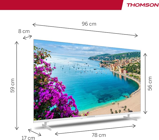 THOMSON 43 calowy (109 cm) 4K Ultra HD Biały Smart Android TV, Google Assistant, Wi-Fi, Dolby Digital, Bluetooth, Triple-Tuner (Kabel/Satelita/Antena), HDMI, CI+, A+ Płyta – 43UA5S13W - obrazek 3
