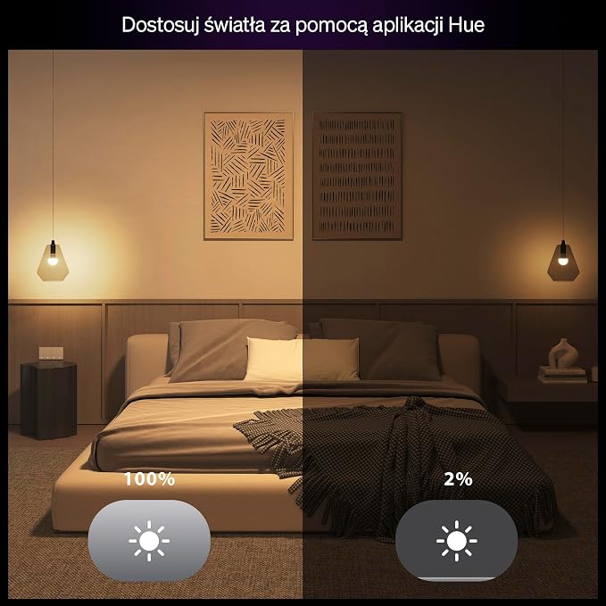 Żarówka Philips Hue Essential Smart LED A60, White and Color Ambiance, podstawa E27, 8 W, 2200K–6500K, 806 lumenów, przyciemnianie, działa z Alexą, Asystentem Google i Apple Home, 4 op. - obrazek 4