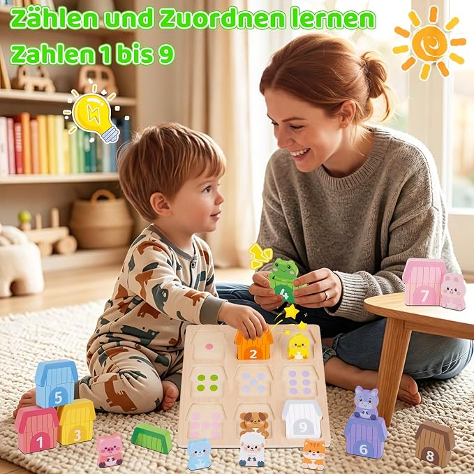 KMTJT Montessori drewniana zabawka dla dzieci od 1 roku - obrazek 3