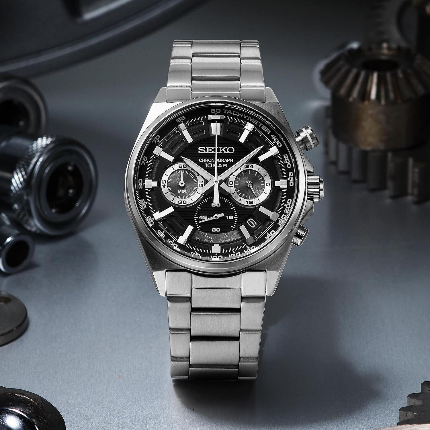 Seiko Zegarek męski kwarcowy stal szlachetna z paskiem tekstylnym - obrazek 4