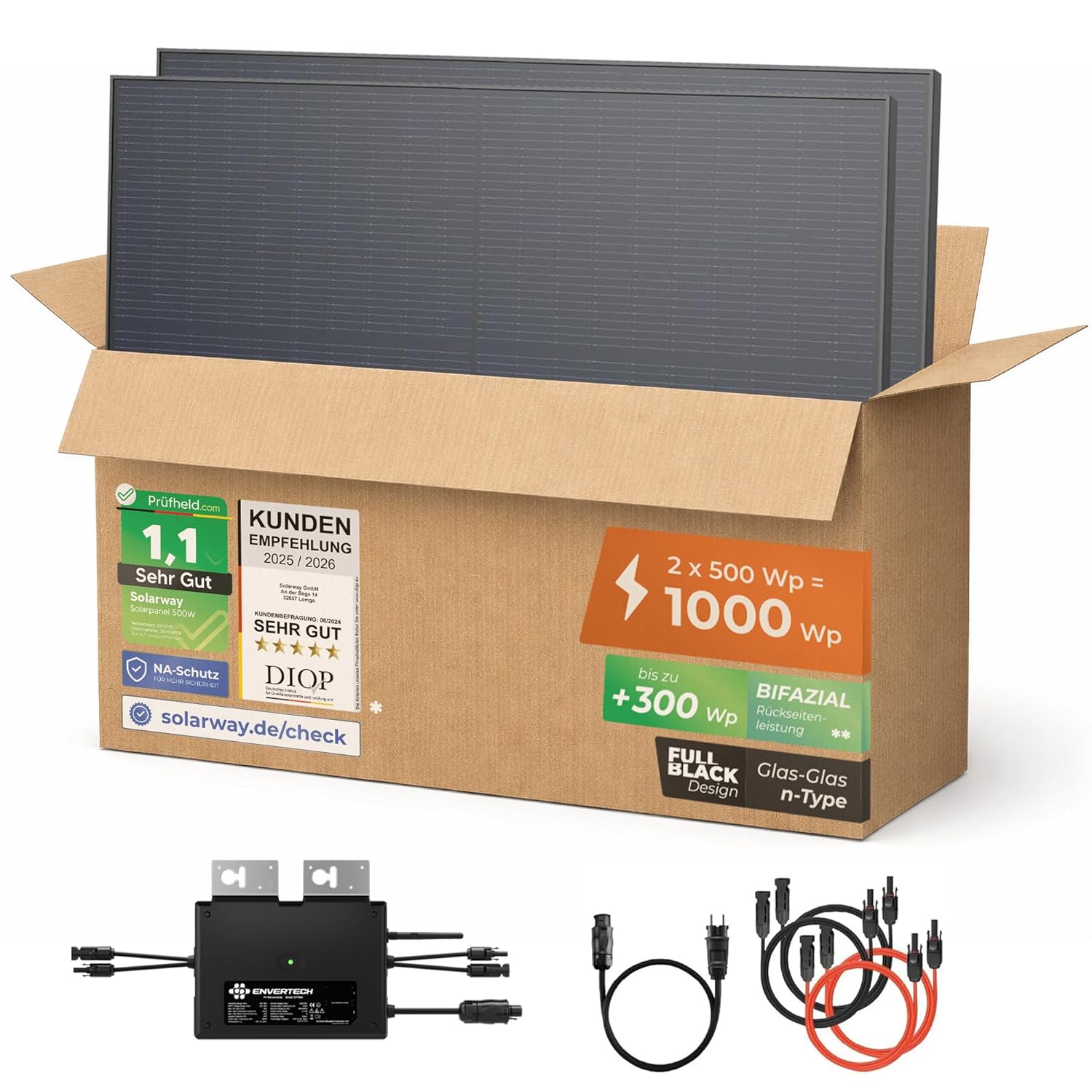 Solarway® Elektrownia balkonowa 1000W 800W kompletne gniazdko - obrazek 2