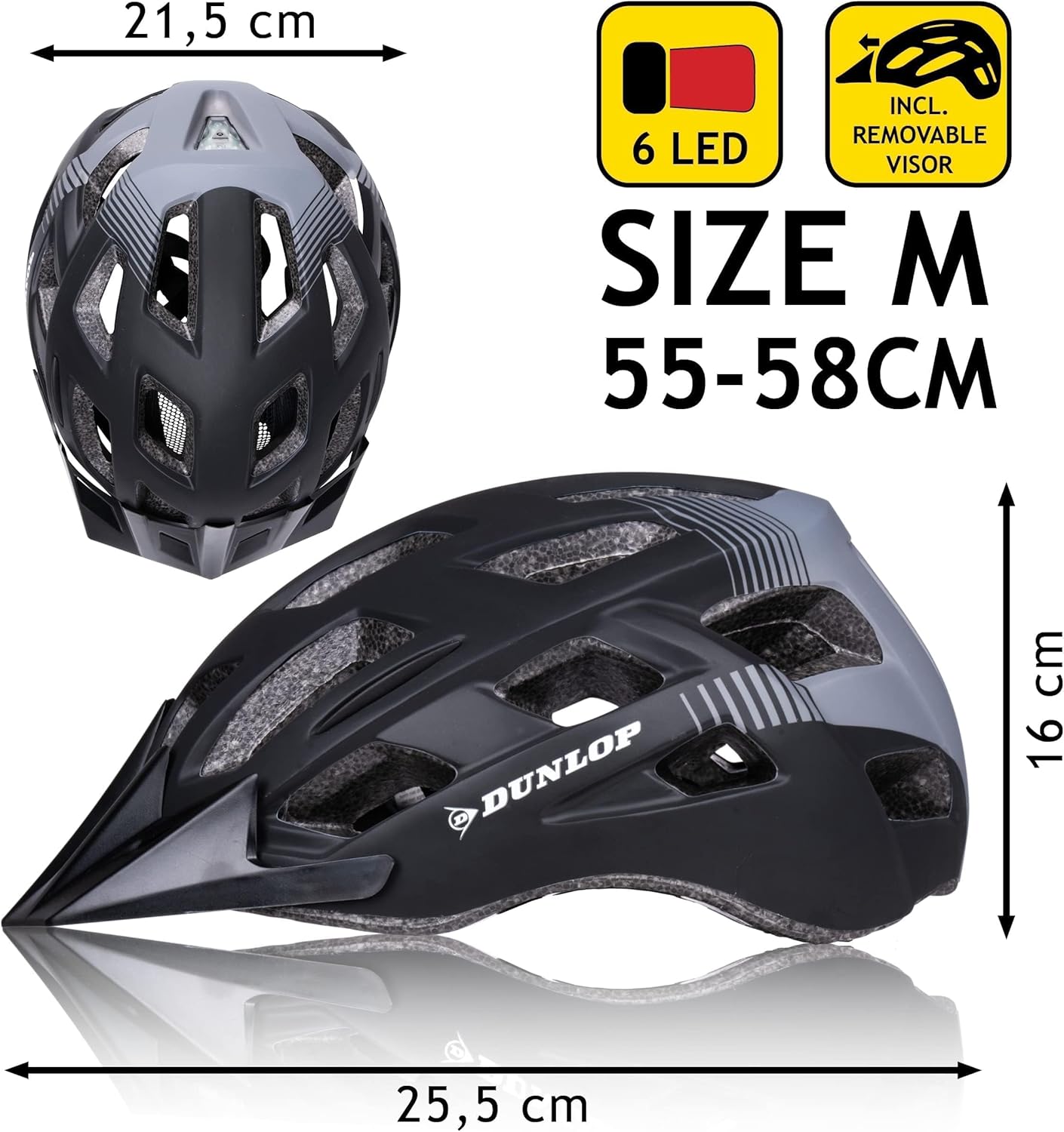 Dunlop Kask rowerowy ze światłem - obrazek 3