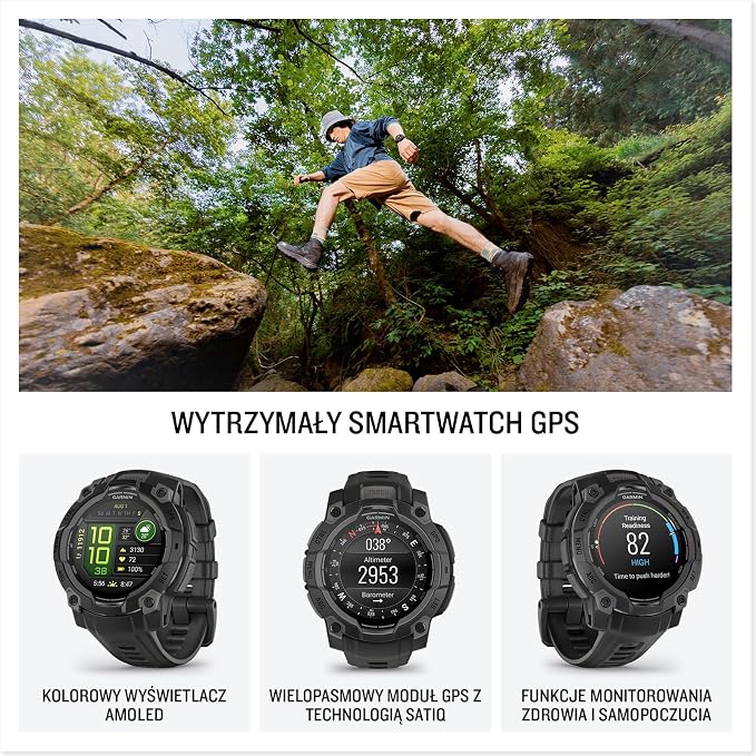 Instinct 3 45mm AMOLED Black Bezel with Black Band - obrazek 2