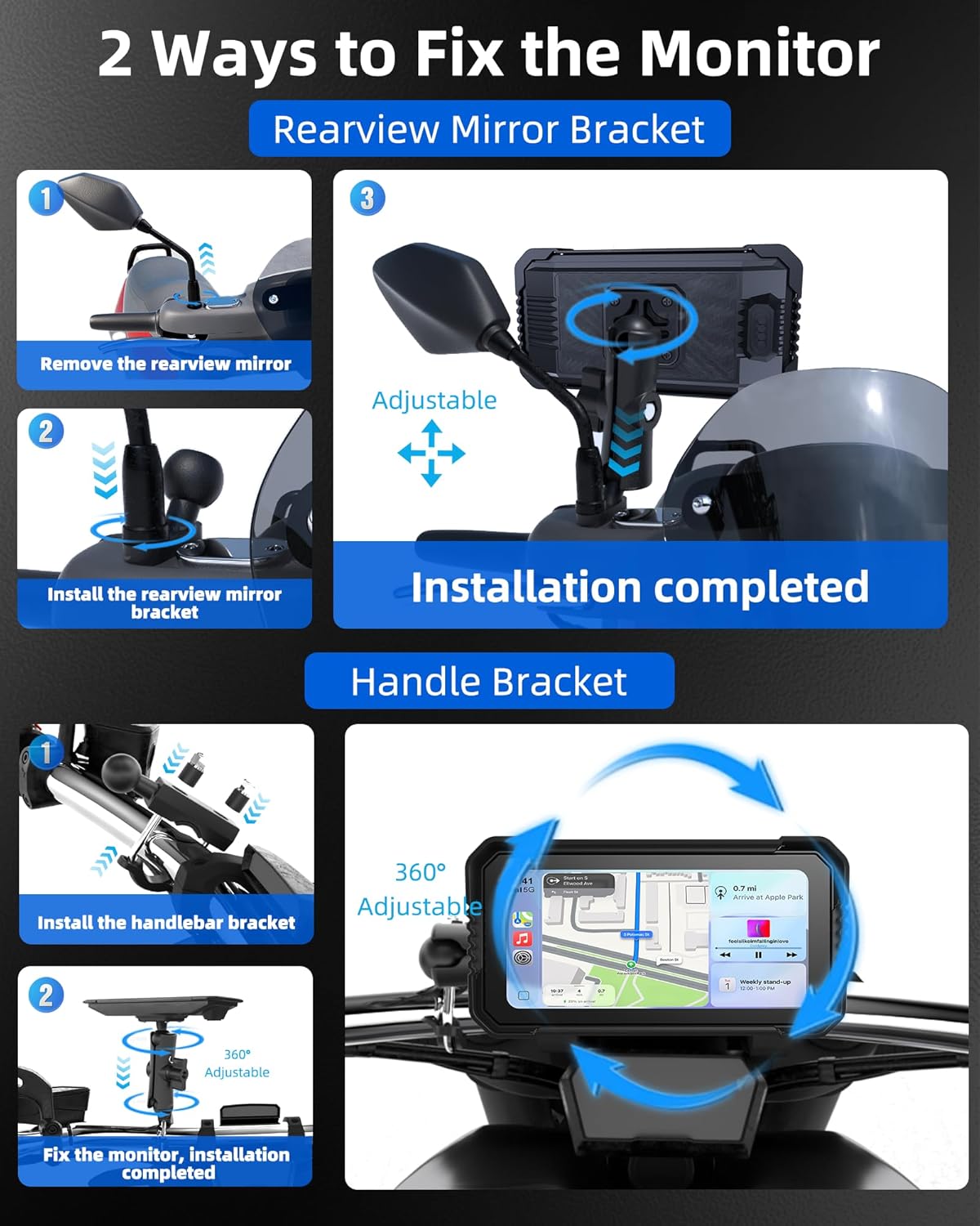 Jansite 6 25-calowy wyświetlacz motocyklowy Carplay z TPMS - obrazek 6