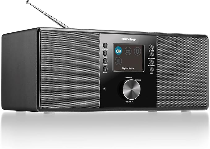 Karcher DAB 5000+ radio cyfrowe (DAB+/UKW-RDS, Bluetooth, AUX-IN, budzik z podwójnym alarmem), czarne