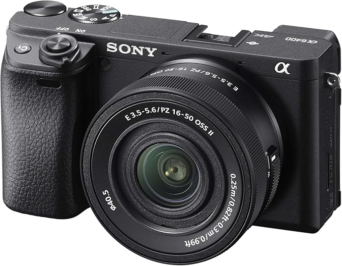 Sony Alpha 6400 bezlusterkowiec APS-C z obiektywem 16–50 mm, 24,2 MP, AF na oko w czasie rzeczywistym, wideo 4K, AF 0,02 s, odchylany ekran — idealny do vlogowania, podróży i tworzenia treści