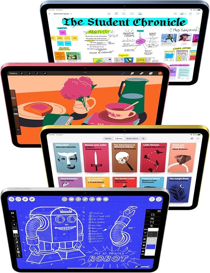 Apple iPad z czipem A16: wyświetlacz Liquid Retina 11 cali, 128 GB, Wi‑Fi 6, przednia kamera 12 MP/tylny aparat 12 MP, Touch ID, bateria na cały dzień – srebrny - obrazek 3