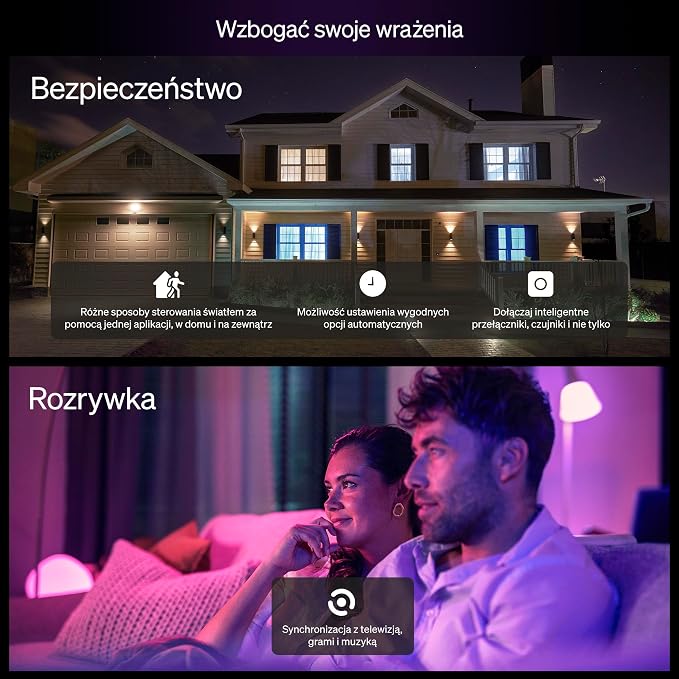 Żarówka Philips Hue Essential Smart LED A60, White and Color Ambiance, podstawa E27, 8 W, 2200K–6500K, 806 lumenów, przyciemnianie, działa z Alexą, Asystentem Google i Apple Home, 4 op. - obrazek 7