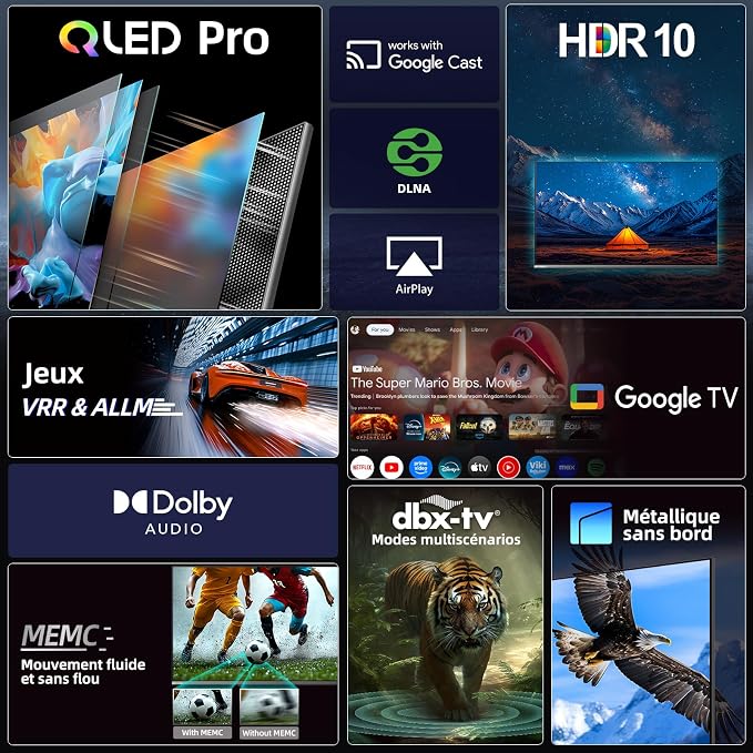 Telewizor Google QLED 4K UHD CHIQ 50QA10 50 cali HDR10, VRR i ALLM Ultracienki, bezramowe dwuzakresowe audio Dolby Wi-FI - obrazek 3
