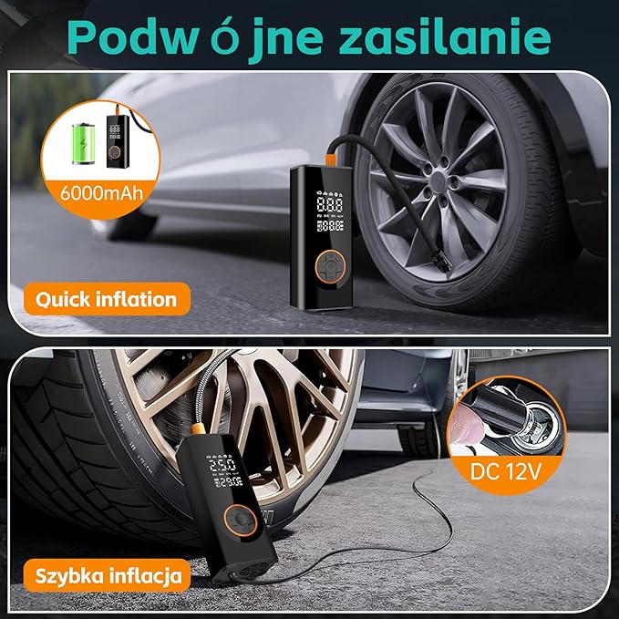 Bezprzewodowa pompka do opon przenośna sprężarka powietrza cyfrowa - obrazek 4