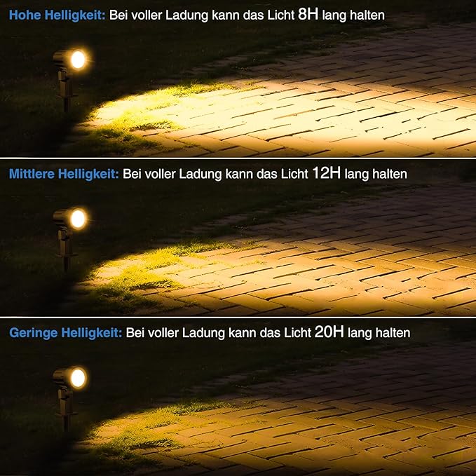 MEIHUA Solarne Reflektory Ogrodowe 4 Sztuki Ciepła Biel IP66 - obrazek 5
