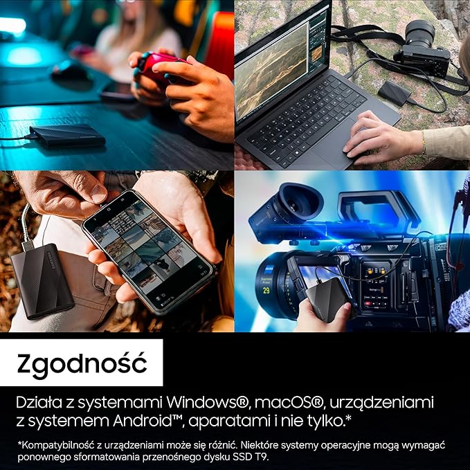 Przenośny dysk SSD Samsung T9, 2 TB, prędkość odczytu 2000 MB/s, prędkość zapisu 2000 MB/s, USB 3.2 Gen 2x2, dla profesjonalistów, zgodny z komputerami Mac, PC, smartfonami, kamerami 12K, MU-PG2T0B/EU - obrazek 4