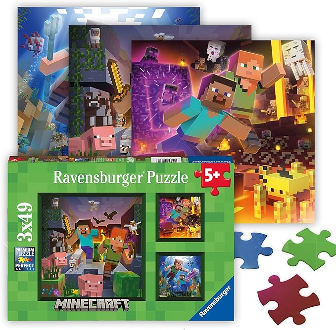 Ravensburger Puzzle dla dzieci 2D Minecraft 3x49 el.