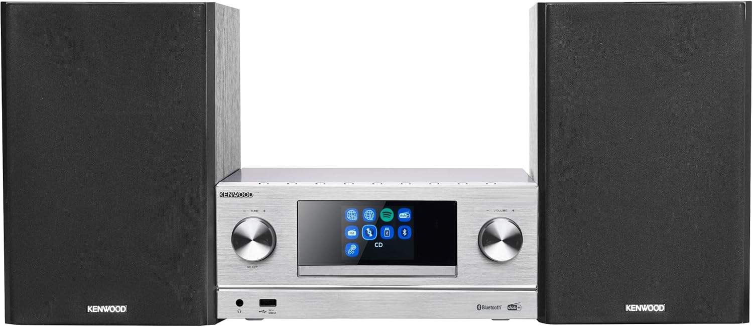 Kenwood M-9000S-S – inteligentny system Micro Hi-Fi z radiem internetowym, DAB+, CD/USB i strumieniowym przesyłaniem audio, kolor srebrny - obrazek 2